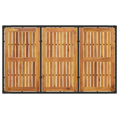 vidaXL Table de jardin avec plateau en bois d'acacia Résine tressée Noir