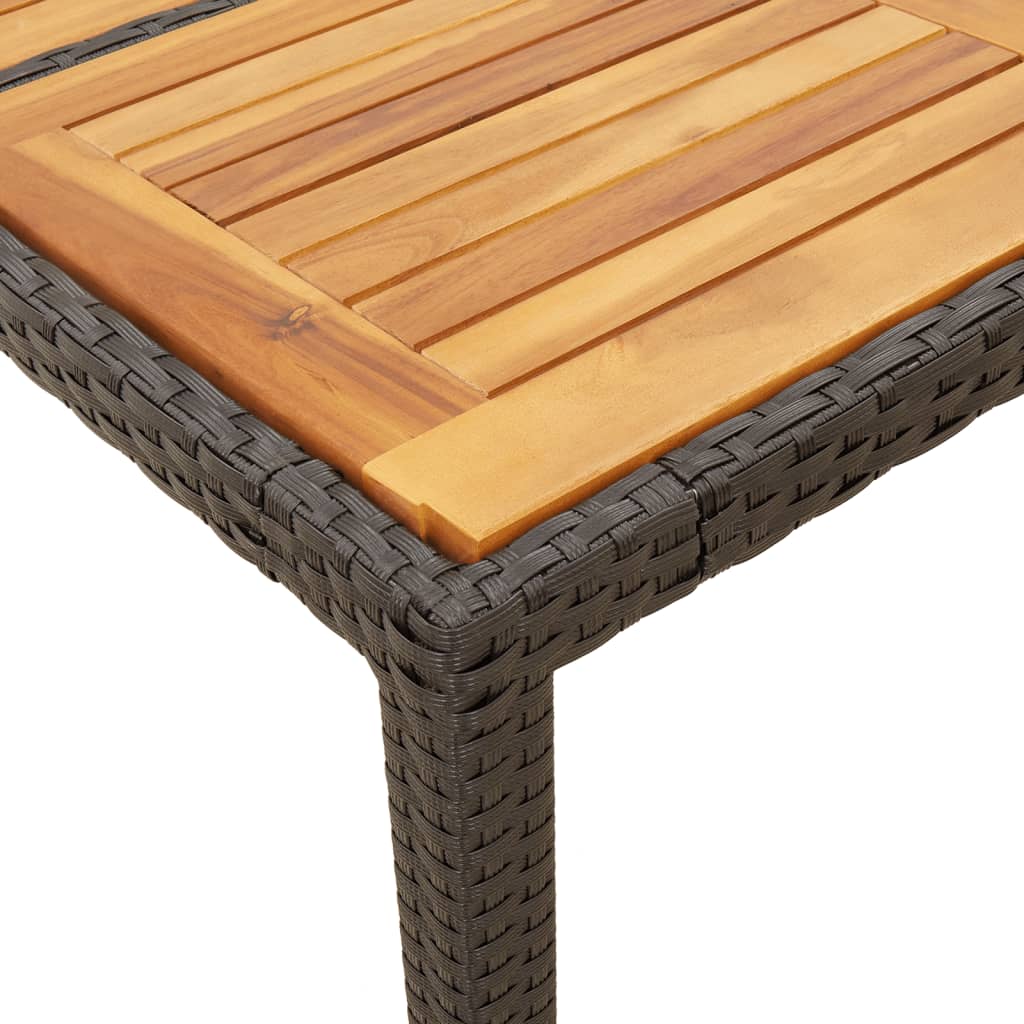 vidaXL Table de jardin avec plateau en bois d'acacia Résine tressée Noir