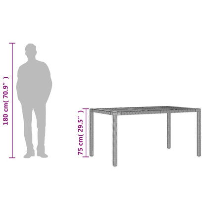 vidaXL Table de jardin avec plateau en bois d'acacia Résine tressée Noir