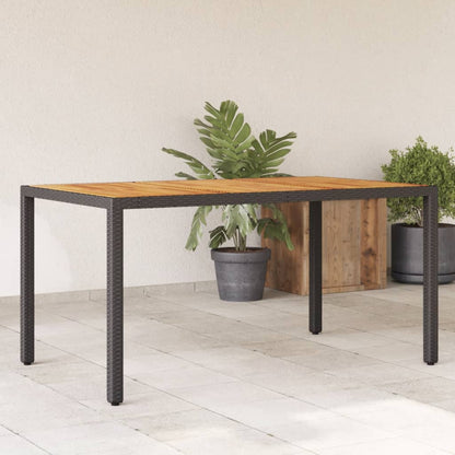 vidaXL Table de jardin avec plateau en bois d'acacia Résine tressée Noir