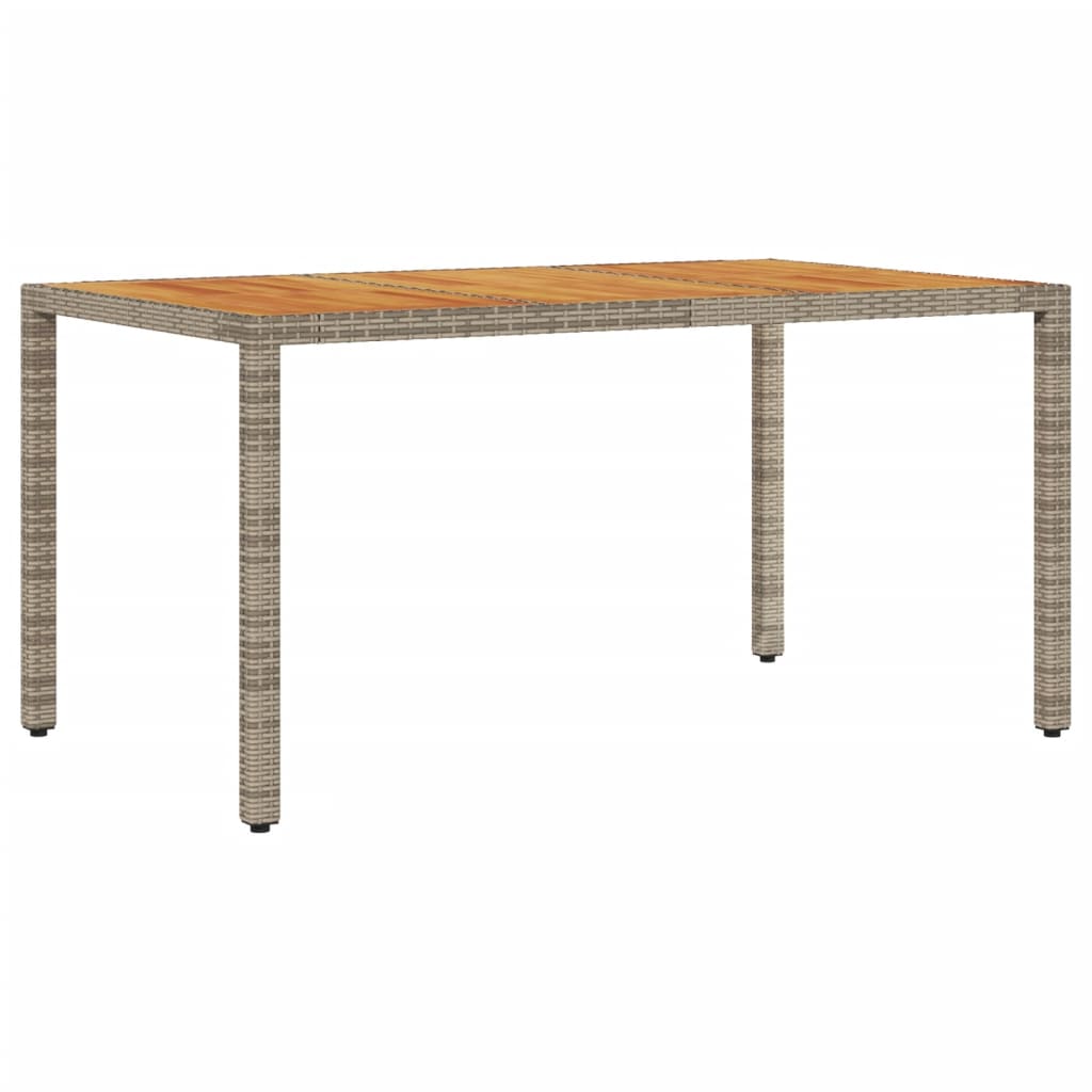vidaXL Table de jardin avec plateau en bois d'acacia gris 150x90x75 cm en résine tressée
