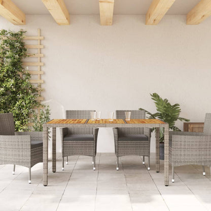 vidaXL Table de jardin avec plateau en bois d'acacia gris 150x90x75 cm en résine tressée