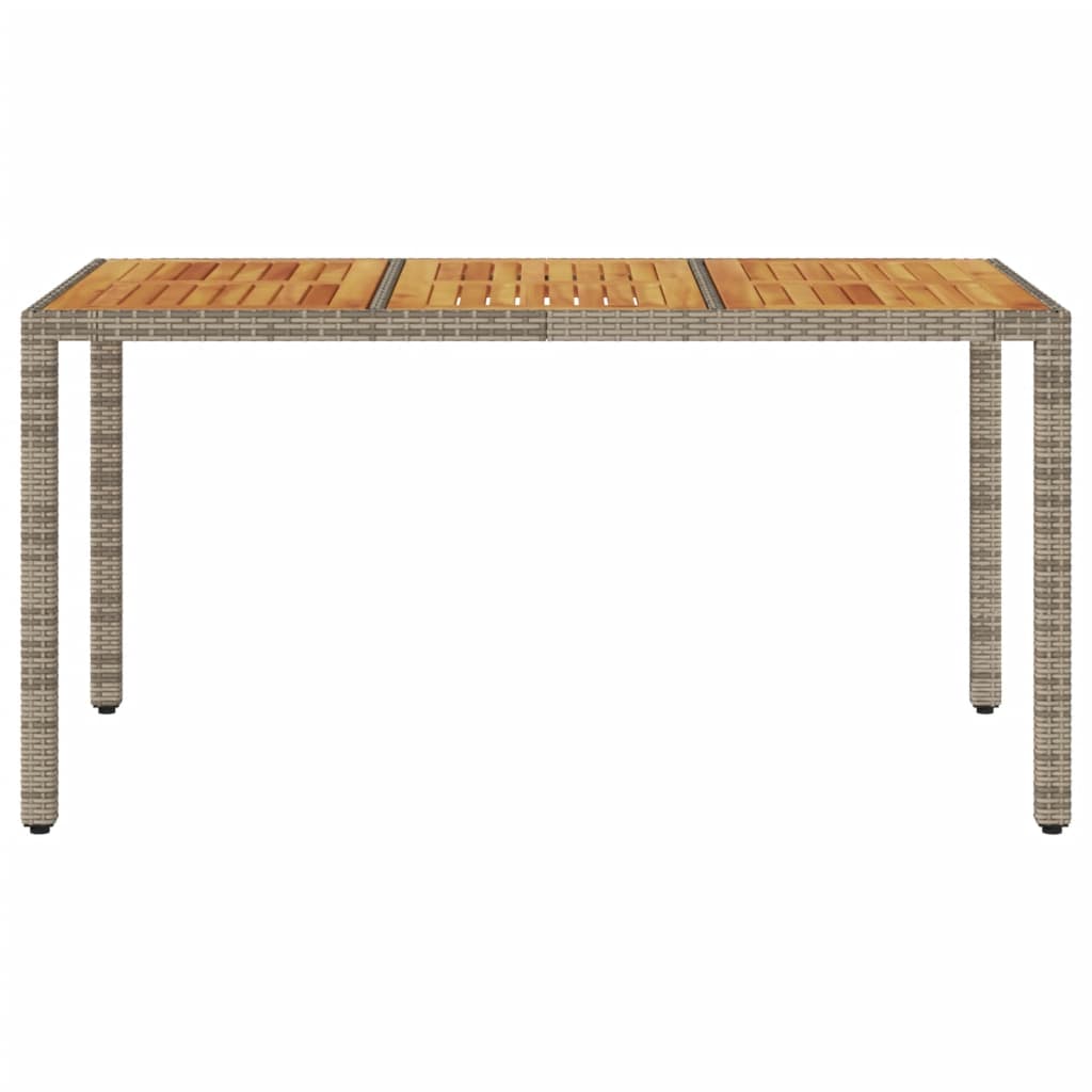 vidaXL Table de jardin avec plateau en bois d'acacia gris 150x90x75 cm en résine tressée