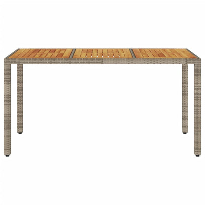 vidaXL Table de jardin avec plateau en bois d'acacia gris 150x90x75 cm en résine tressée