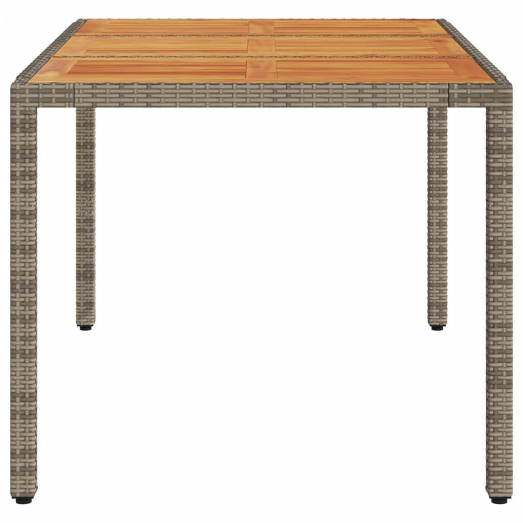 vidaXL Table de jardin avec plateau en bois d'acacia gris 150x90x75 cm en résine tressée