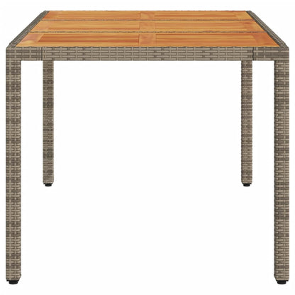 vidaXL Table de jardin avec plateau en bois d'acacia gris 150x90x75 cm en résine tressée