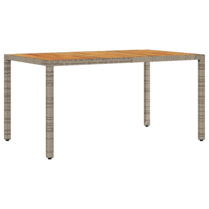 vidaXL Table de jardin avec plateau en bois d'acacia gris 150x90x75 cm en résine tressée