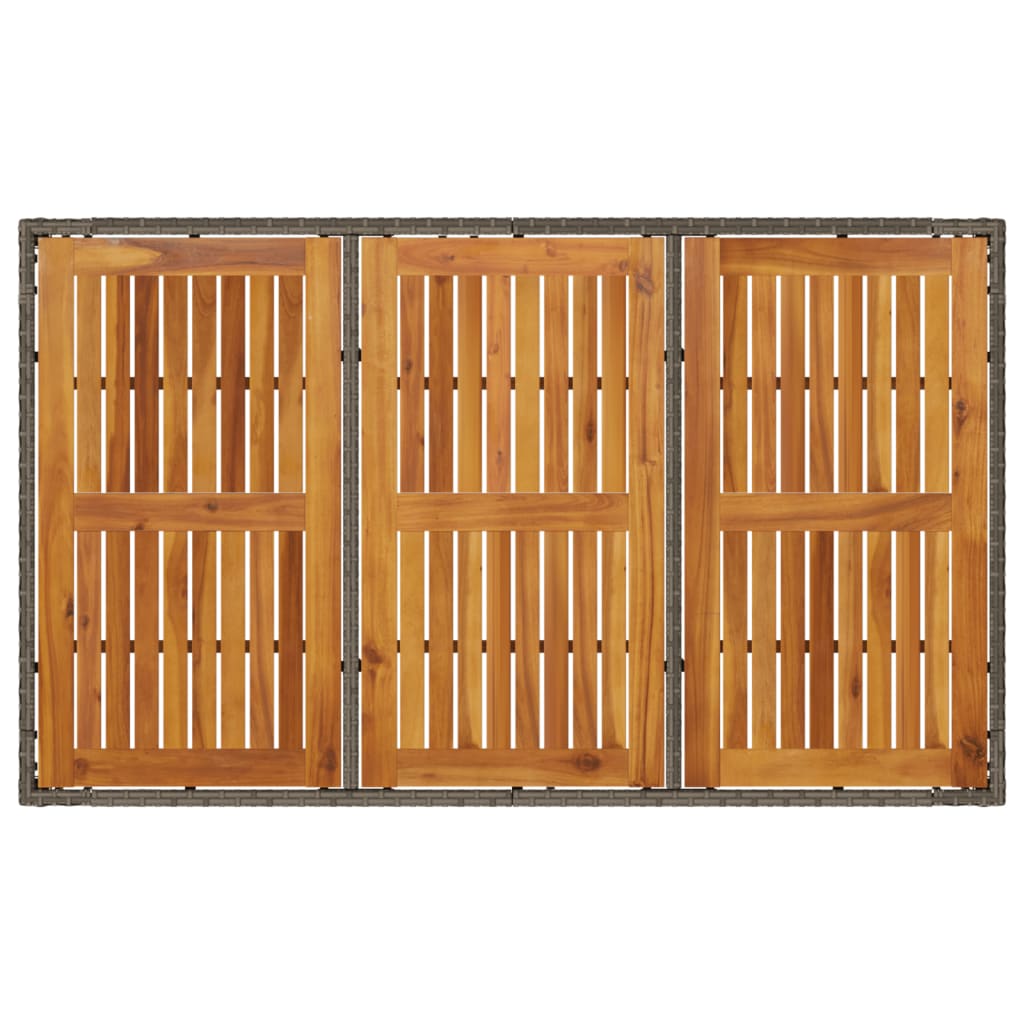 vidaXL Table de jardin avec plateau en bois d'acacia gris 150x90x75 cm en résine tressée