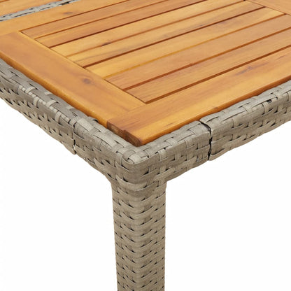 vidaXL Table de jardin avec plateau en bois d'acacia gris 150x90x75 cm en résine tressée