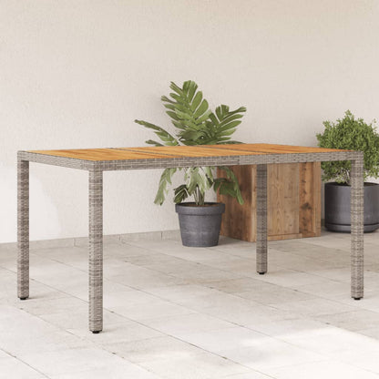 vidaXL Table de jardin avec plateau en bois d'acacia gris 150x90x75 cm en résine tressée