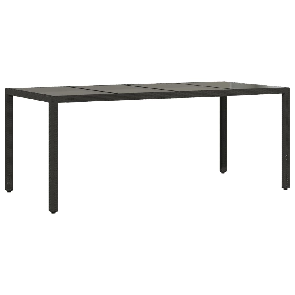 vidaXL Table de jardin avec plateau en verre Noir 190x90x75 cm Résine tressée