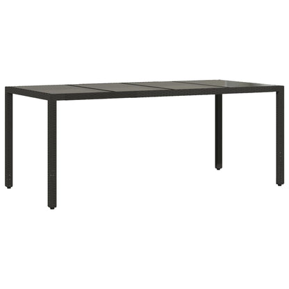 vidaXL Table de jardin avec plateau en verre Noir 190x90x75 cm Résine tressée