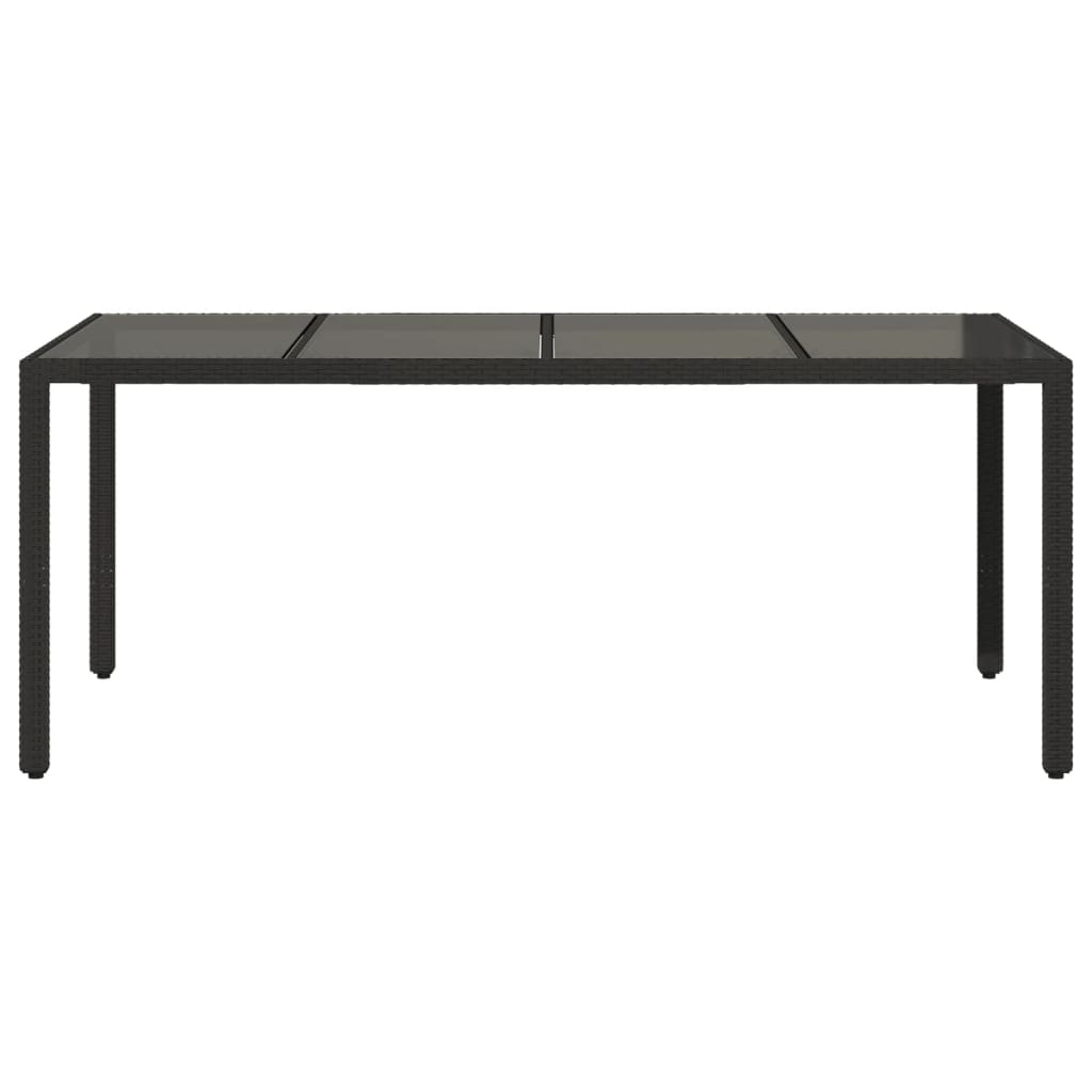 vidaXL Table de jardin avec plateau en verre Noir 190x90x75 cm Résine tressée