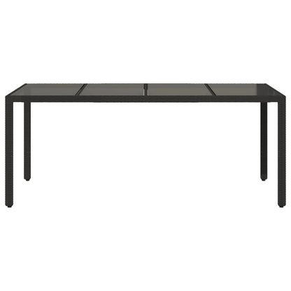 vidaXL Table de jardin avec plateau en verre Noir 190x90x75 cm Résine tressée