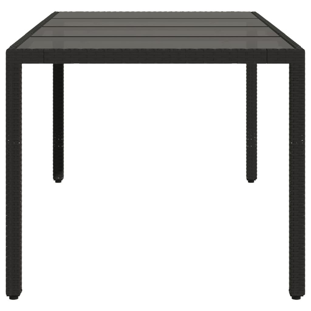 vidaXL Table de jardin avec plateau en verre Noir 190x90x75 cm Résine tressée