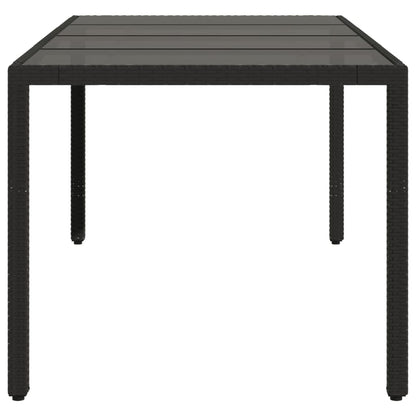 vidaXL Table de jardin avec plateau en verre Noir 190x90x75 cm Résine tressée