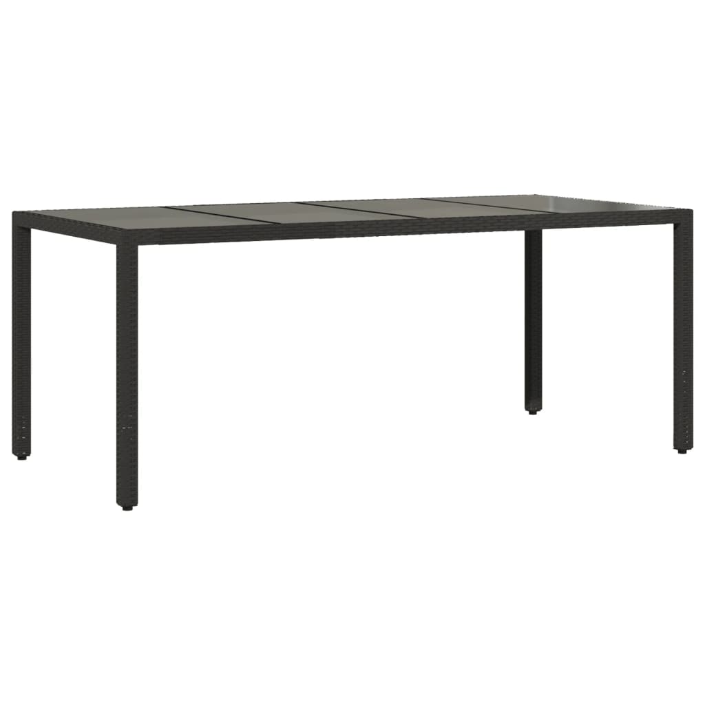 vidaXL Table de jardin avec plateau en verre Noir 190x90x75 cm Résine tressée