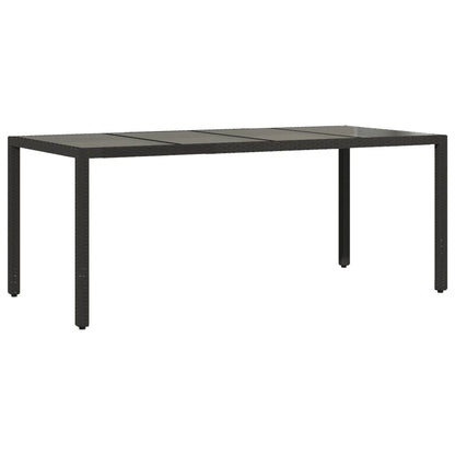 vidaXL Table de jardin avec plateau en verre Noir 190x90x75 cm Résine tressée