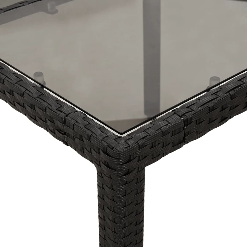 vidaXL Table de jardin avec plateau en verre Noir 190x90x75 cm Résine tressée