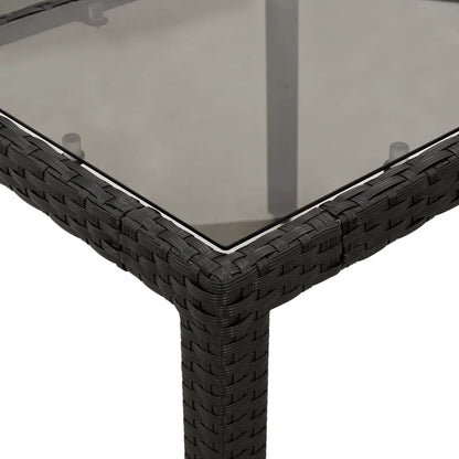 vidaXL Table de jardin avec plateau en verre Noir 190x90x75 cm Résine tressée