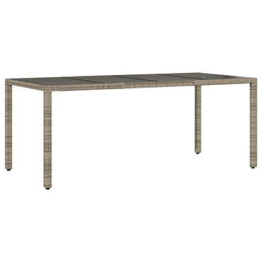 vidaXL Table de jardin avec plateau en verre Gris 190x90x75 cm Résine tressée