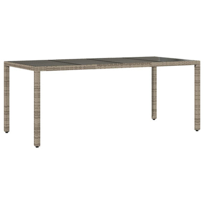 vidaXL Table de jardin avec plateau en verre Gris 190x90x75 cm Résine tressée