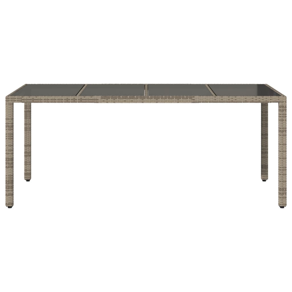 vidaXL Table de jardin avec plateau en verre Gris 190x90x75 cm Résine tressée