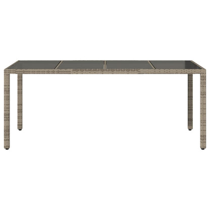 vidaXL Table de jardin avec plateau en verre Gris 190x90x75 cm Résine tressée
