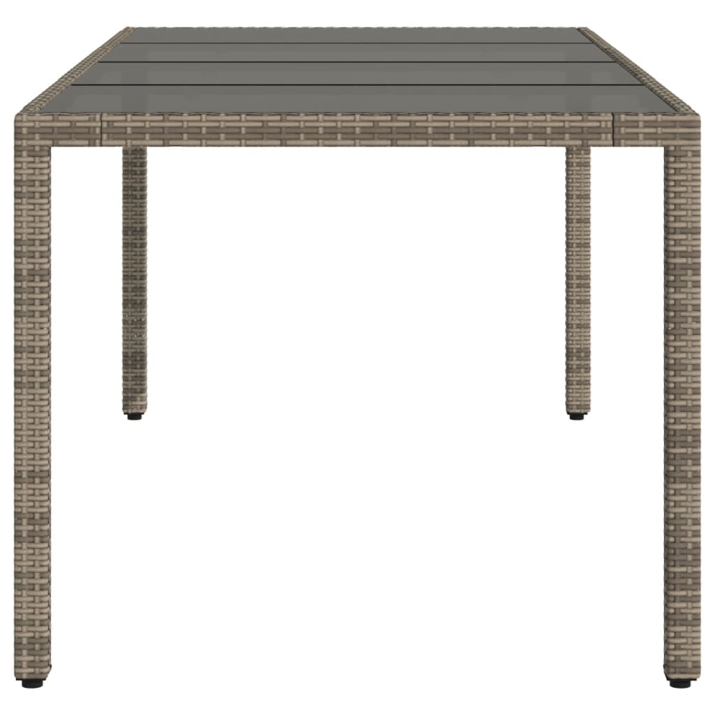 vidaXL Table de jardin avec plateau en verre Gris 190x90x75 cm Résine tressée