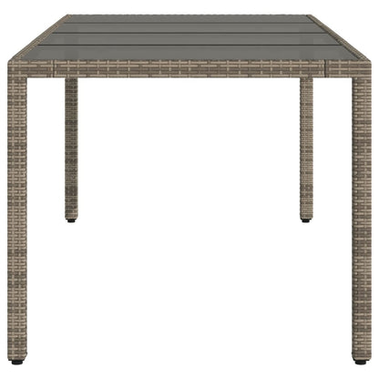 vidaXL Table de jardin avec plateau en verre Gris 190x90x75 cm Résine tressée