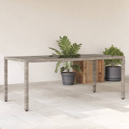 vidaXL Table de jardin avec plateau en verre Gris 190x90x75 cm Résine tressée