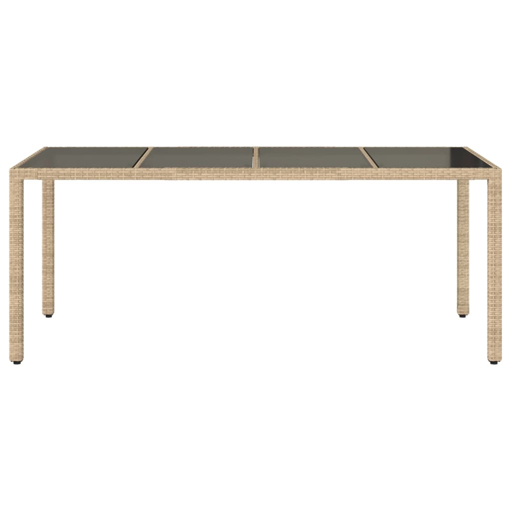 vidaXL Gartentisch mit Glasplatte Beige 190x90x75 cm Poly Rattan