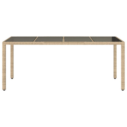 vidaXL Gartentisch mit Glasplatte Beige 190x90x75 cm Poly Rattan
