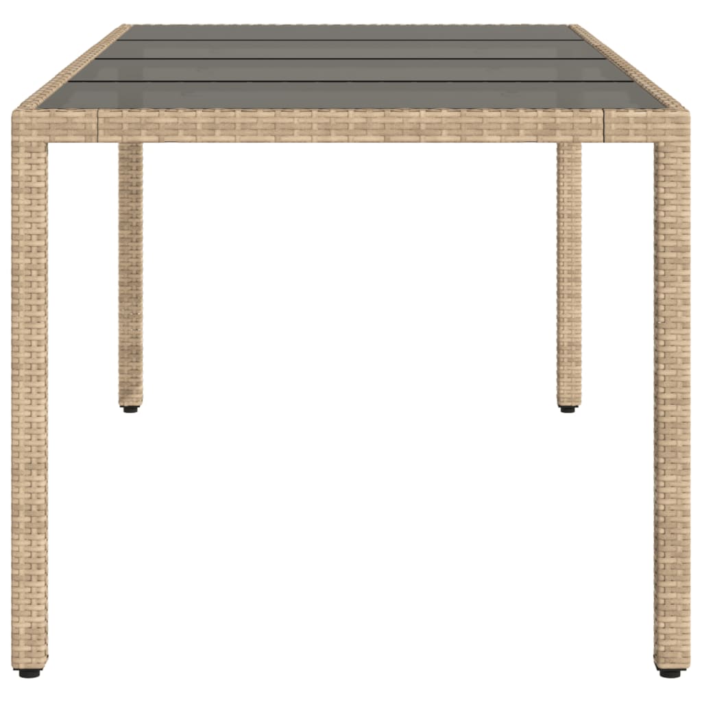 vidaXL Gartentisch mit Glasplatte Beige 190x90x75 cm Poly Rattan
