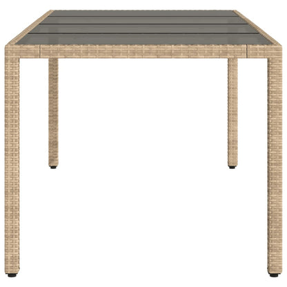 vidaXL Gartentisch mit Glasplatte Beige 190x90x75 cm Poly Rattan