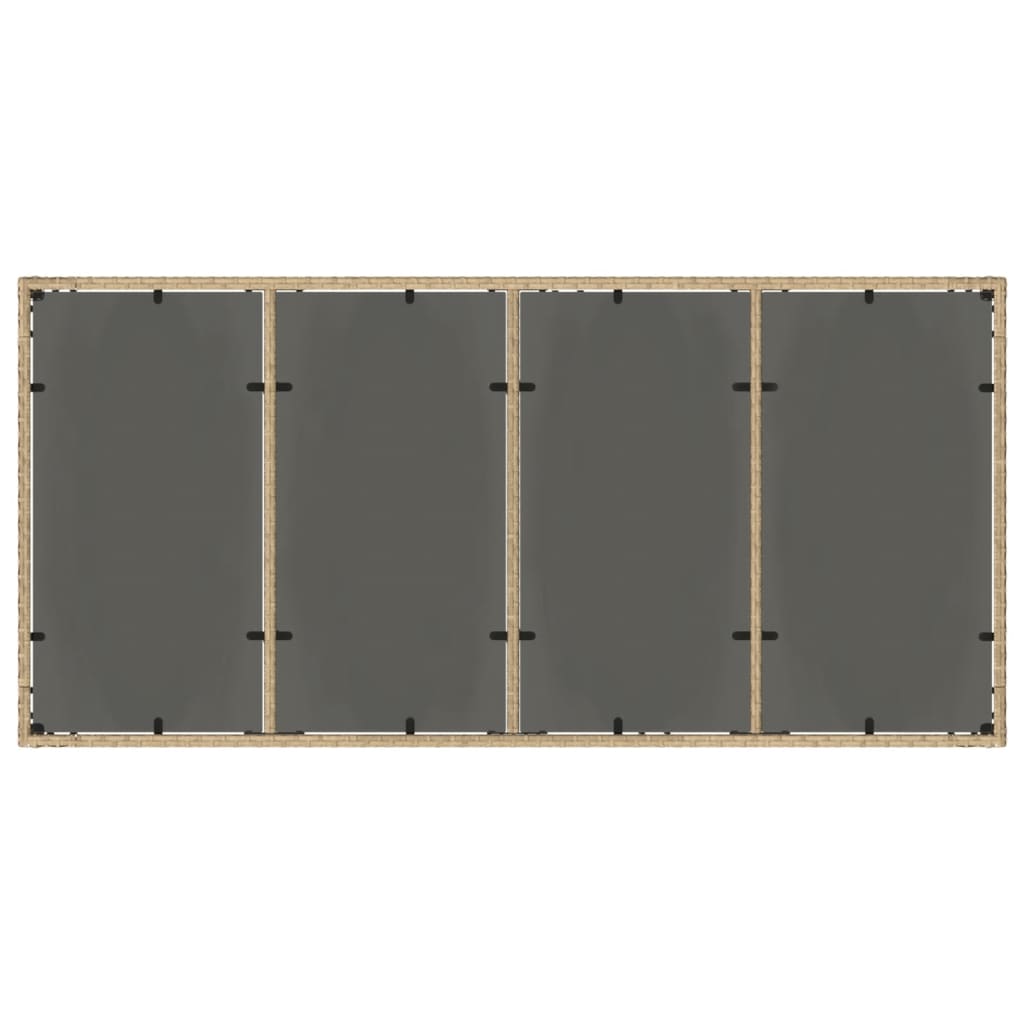 vidaXL Gartentisch mit Glasplatte Beige 190x90x75 cm Poly Rattan
