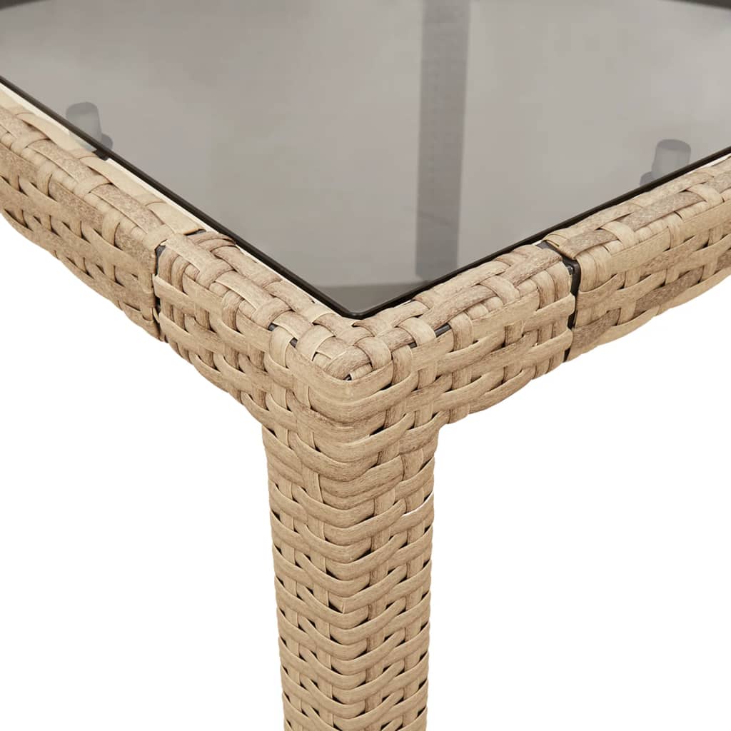 vidaXL Gartentisch mit Glasplatte Beige 190x90x75 cm Poly Rattan