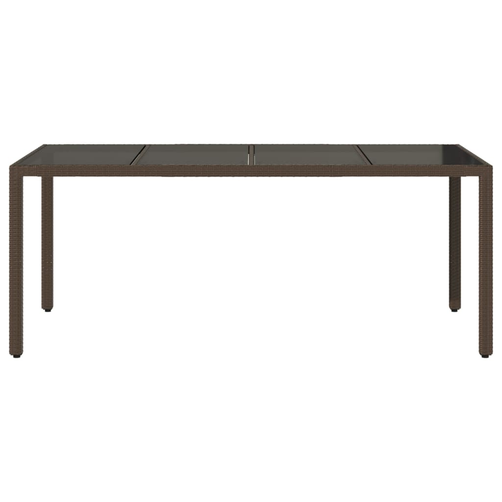 vidaXL Gartentisch mit Glasplatte Braun 190x90x75 cm Poly Rattan