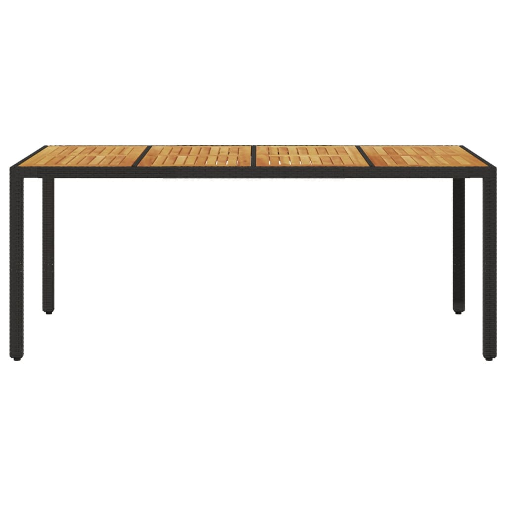 vidaXL Table de jardin avec plateau en bois d'acacia Résine tressée Noir