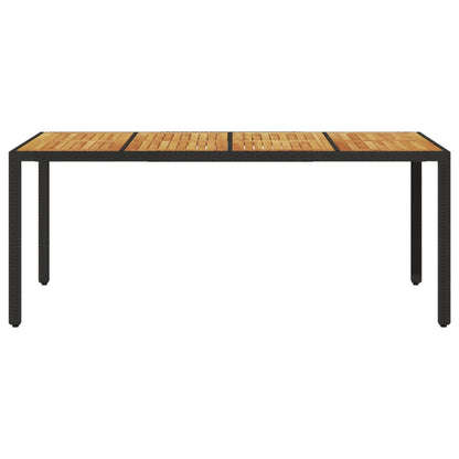 vidaXL Table de jardin avec plateau en bois d'acacia Résine tressée Noir