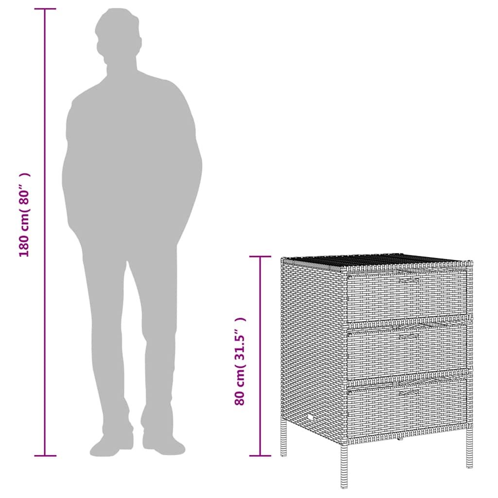 Gartenschrank Braun 55x59x80 cm Poly Rattan