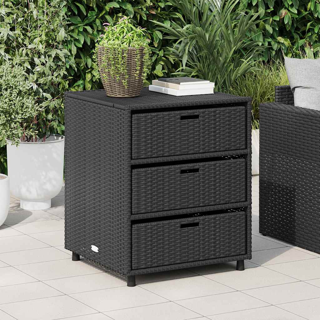 Gartenschrank Schwarz 55x59x69 cm Poly Rattan