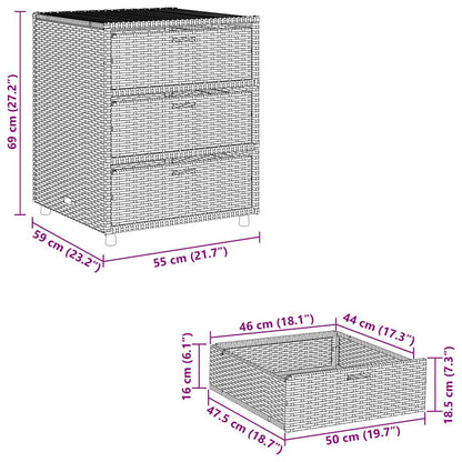 Gartenschrank Braun 55x59x69 cm Poly Rattan