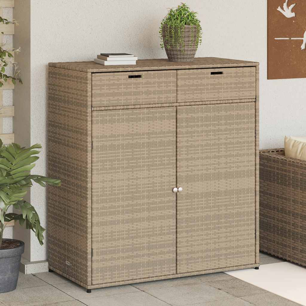 Gartenschrank Beige 105x55x113 cm Poly Rattan