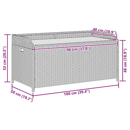 vidaXL Bank mit Stauraum Grau 100x50x52 cm Poly Rattan Akazienholz