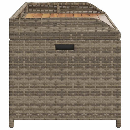 Bank mit Stauraum Grau 100x50x52 cm Poly Rattan Akazienholz