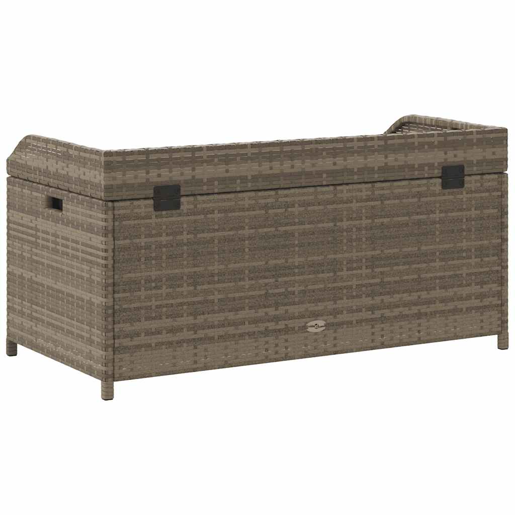 Bank mit Stauraum Grau 100x50x52 cm Poly Rattan Akazienholz