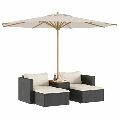 vidaXL Ensemble de canapés de jardin 5 pcs avec coussins Noir Résine tressée Bois d'acacia