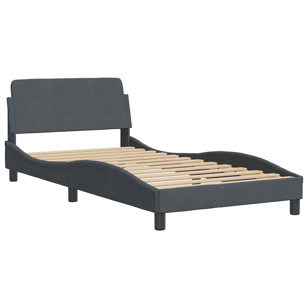 vidaXL Bettgestell "Dover" Dunkelgrau 100x203 cm Samt