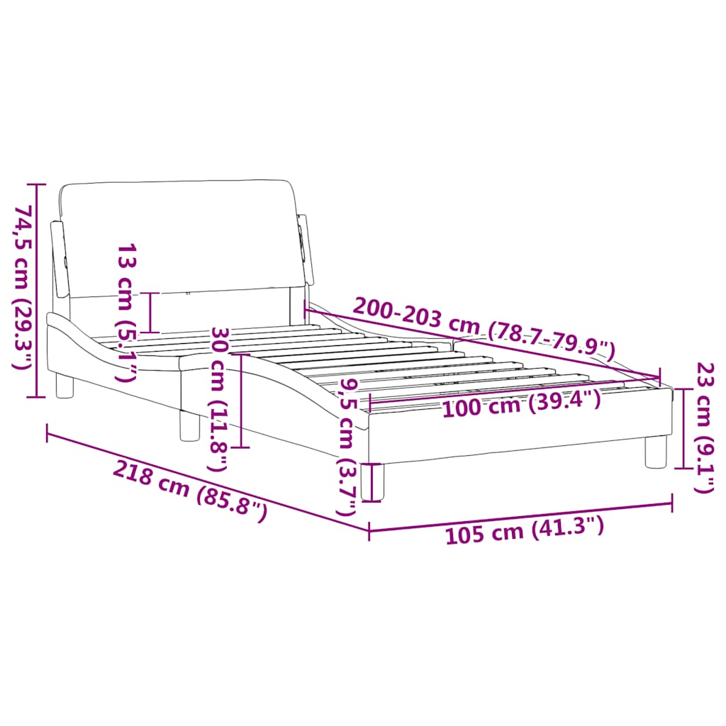 vidaXL Bettgestell "Dover" Dunkelgrau 100x203 cm Samt
